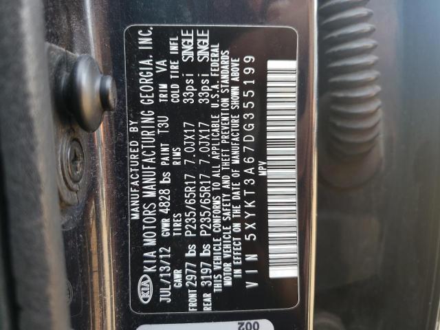 Photo 10 from auction – 2013 KIA SORENTO LX with VIN 5XYKT3A67DG355199