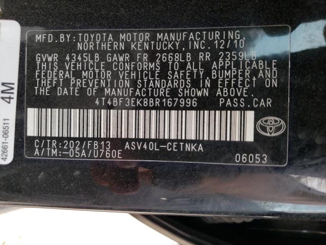 Photo 10 from auction – 2011 TOYOTA CAMRY BASE with VIN 4T4BF3EK8BR167996