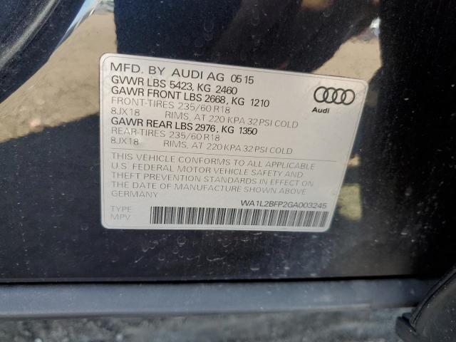 Photo 10 from auction – 2016 AUDI Q5 PREMIUM with VIN WA1L2BFP2GA003245