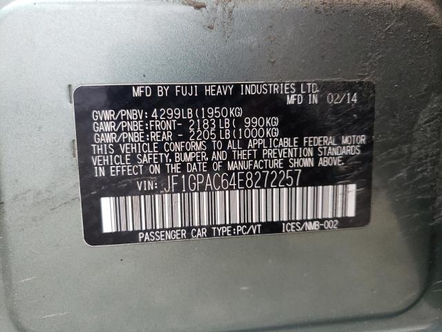Photo 10 from auction – 2014 SUBARU IMPREZA PR with VIN JF1GPAC64E8272257
