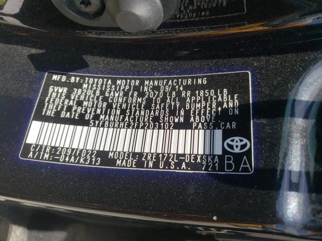 Photo 10 from auction – 2015 TOYOTA COROLLA L with VIN 5YFBURHE2FP203102