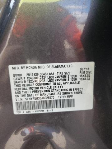 Photo 10 from auction – 2018 HONDA PILOT EX with VIN 5FNYF5H33JB028570