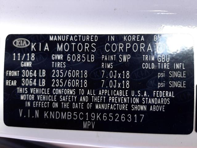 Photo 10 from auction – 2019 KIA SEDONA LX with VIN KNDMB5C19K6526317