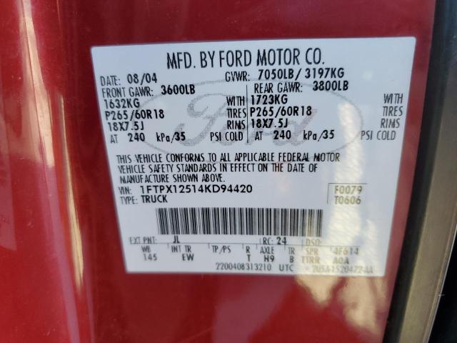 Photo 10 from auction – 2004 FORD F150 with VIN 1FTPX12514KD94420