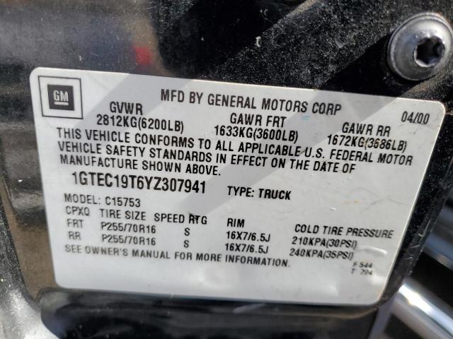Photo 10 from auction – 2000 GMC NEW SIERRA with VIN 1GTEC19T6YZ307941