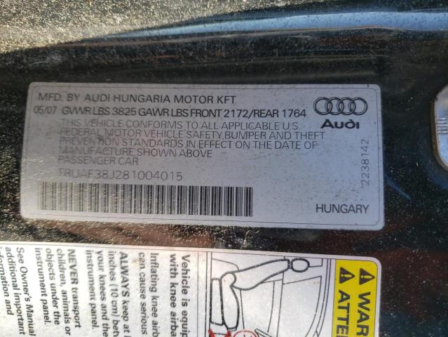 Photo 10 from auction – 2008 AUDI TT 2.0T with VIN TRUAF38J281004015