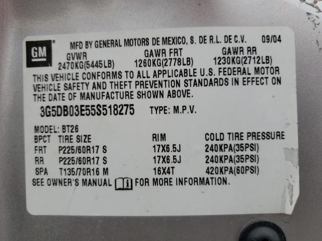 Photo 10 from auction – 2005 BUICK RENDEZVOUS with VIN 3G5DB03E55S518275