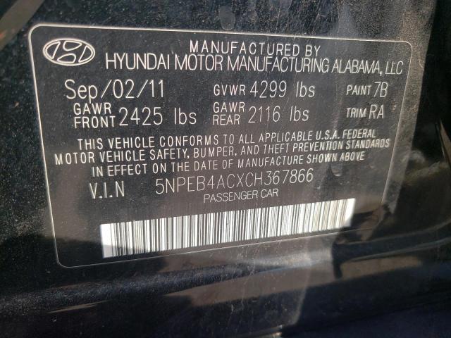 Photo 10 from auction – 2012 HYUNDAI SONATA GLS with VIN 5NPEB4ACXCH367866