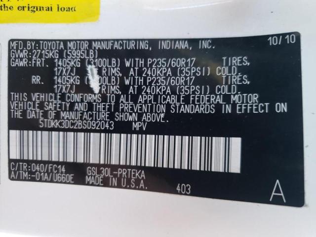 Photo 10 from auction – 2011 TOYOTA SIENNA LE with VIN 5TDKK3DC2BS092043