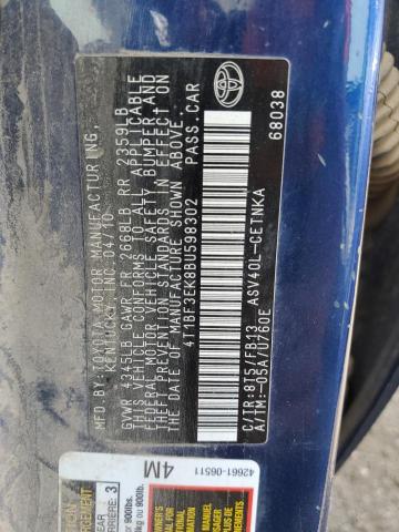 Photo 10 from auction – 2011 TOYOTA CAMRY BA with VIN 4T1BF3EK8BU598302