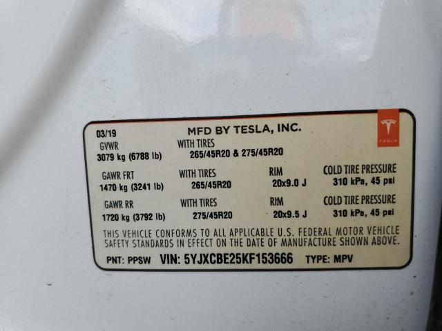 Photo 10 from auction – 2019 TESLA MODEL X with VIN 5YJXCBE25KF153666