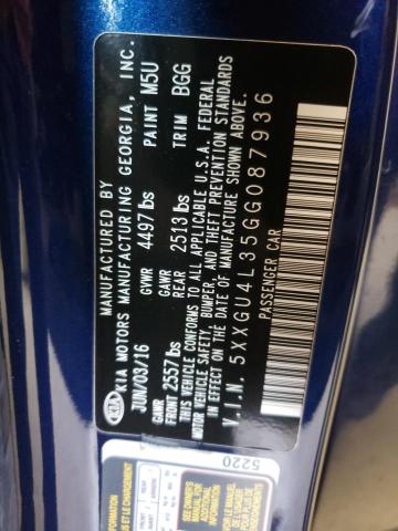 Photo 10 from auction – 2016 KIA OPTIMA EX with VIN 5XXGU4L35GG087936