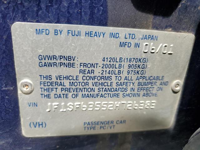 Photo 10 from auction – 2002 SUBARU FORESTER L with VIN JF1SF63552H726383