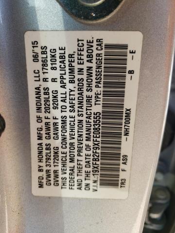 Photo 10 from auction – 2015 HONDA CIVIC EXL with VIN 19XFB2F9XFE083555