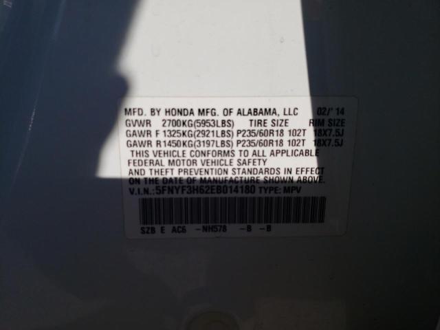 Photo 10 from auction – 2014 HONDA PILOT EXL with VIN 5FNYF3H62EB014180