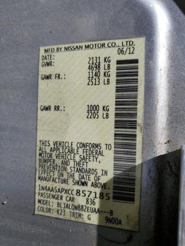 Photo 10 from auction – 2012 NISSAN MAXIMA S with VIN 1N4AA5APXCC857185