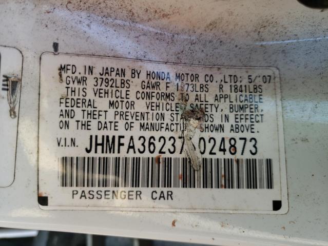 Photo 10 from auction – 2007 HONDA CIVIC HYBR with VIN JHMFA36237S024873