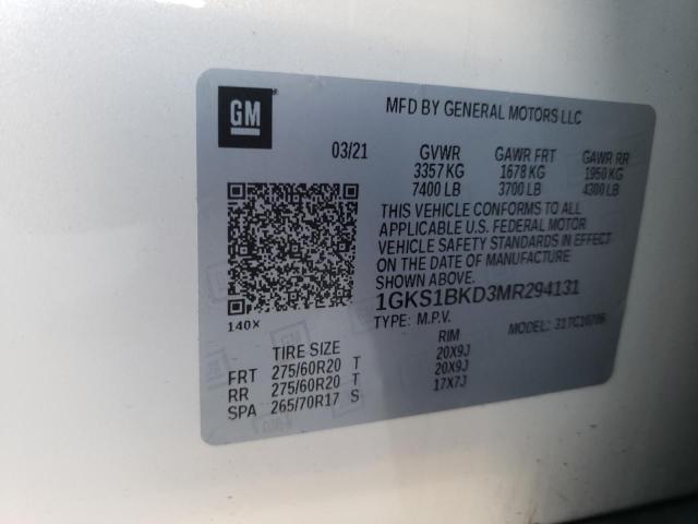 Photo 10 from auction – 2021 GMC YUKON SLT with VIN 1GKS1BKD3MR294131