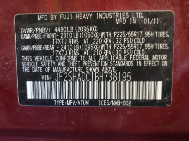 Photo 10 from auction – 2011 SUBARU FORESTER 2 with VIN JF2SHADC1BH738195