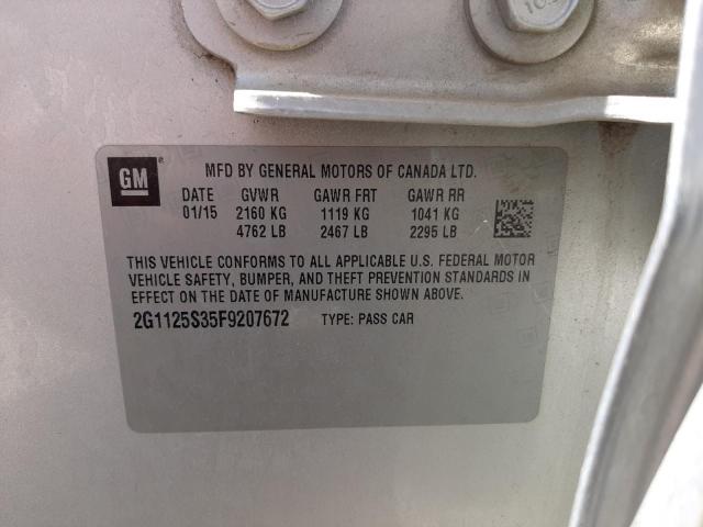 Photo 10 from auction – 2015 CHEVROLET IMPALA LT with VIN 2G1125S35F9207672