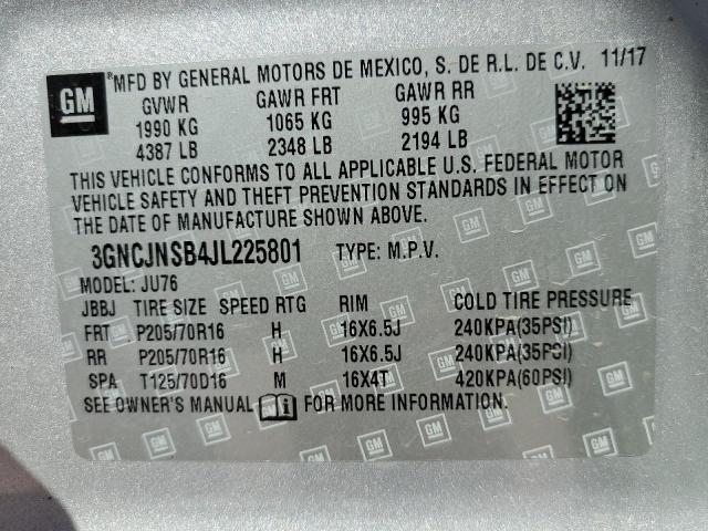 Photo 10 from auction – 2018 CHEVROLET TRAX LS with VIN 3GNCJNSB4JL225801