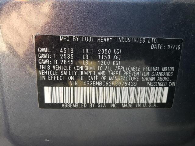 Photo 10 from auction – 2015 SUBARU LEGACY 2.5 with VIN 4S3BNBC62F3075439