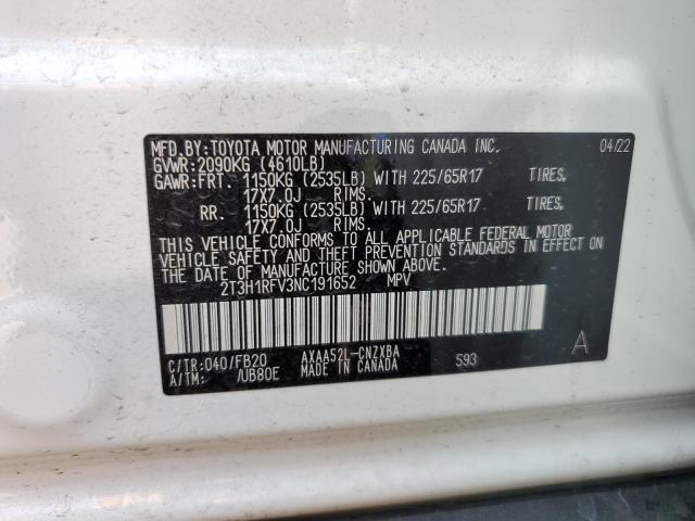 Photo 10 from auction – 2022 TOYOTA RAV4 LE with VIN 2T3H1RFV3NC191652