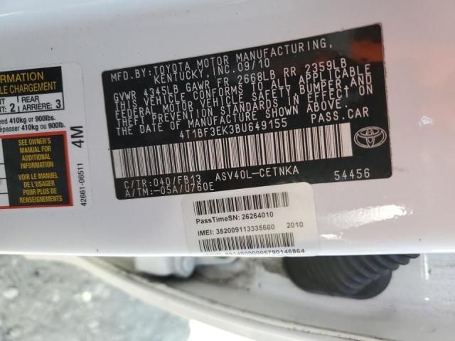 Photo 10 from auction – 2011 TOYOTA CAMRY BASE with VIN 4T1BF3EK3BU649155