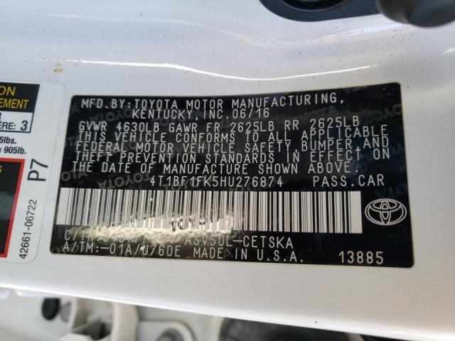 Photo 10 from auction – 2017 TOYOTA CAMRY LE with VIN 4T1BF1FK5HU276874