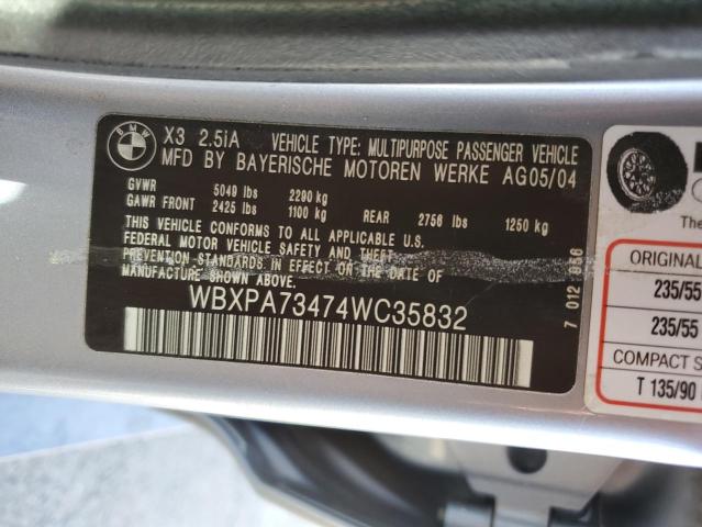 Photo 10 from auction – 2004 BMW X3 2.5I with VIN WBXPA73474WC35832