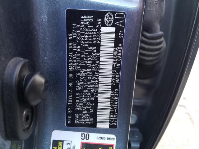Photo 10 from auction – 2015 TOYOTA COROLLA L with VIN 2T1BURHE4FC276116