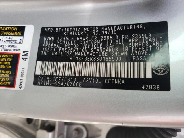 Photo 10 from auction – 2011 TOYOTA CAMRY BASE with VIN 4T1BF3EK6BU185990