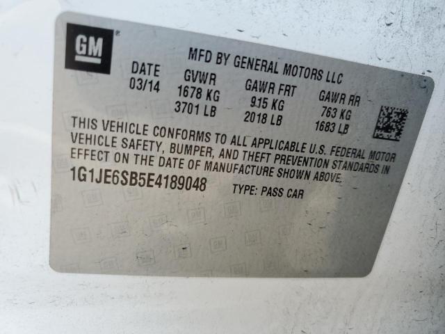 Photo 10 from auction – 2014 CHEVROLET SONIC LTZ with VIN 1G1JE6SB5E4189048