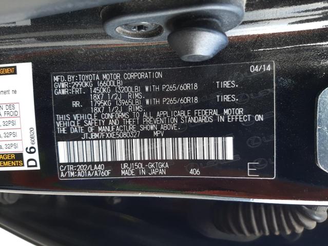 Photo 10 from auction – 2014 LEXUS GX 460 with VIN JTJBM7FXXE5080327