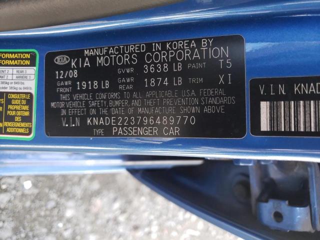 Photo 10 from auction – 2009 KIA RIO BASE with VIN KNADE223796489770