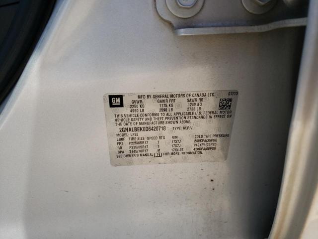 Photo 10 from auction – 2013 CHEVROLET EQUINOX LS with VIN 2GNALBEK0D6420718