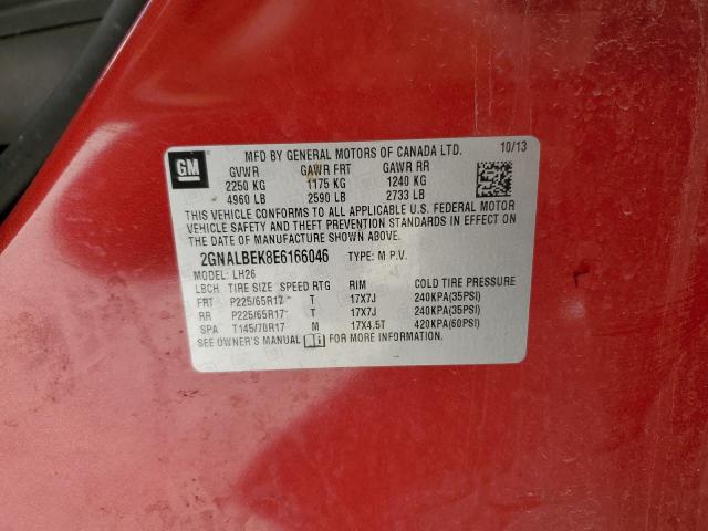 Photo 10 from auction – 2014 CHEVROLET EQUINOX LT with VIN 2GNALBEK8E6166046