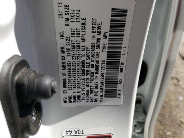 Photo 10 from auction – 2015 HONDA CR-V EX with VIN 5J6RM4H55FL125760