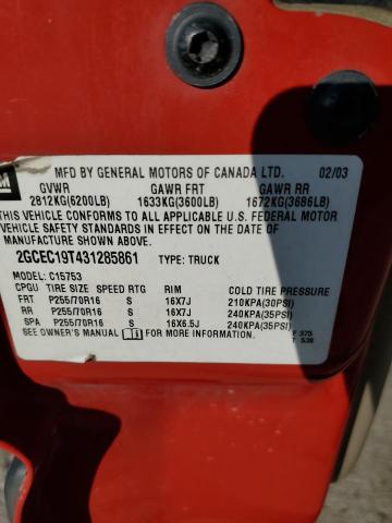 Photo 10 from auction – 2003 CHEVROLET SILVERADO with VIN 2GCEC19T431285861