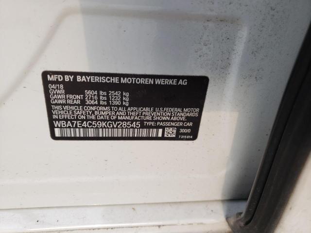 Photo 10 from auction – 2019 BMW 740 XI with VIN WBA7E4C59KGV28545