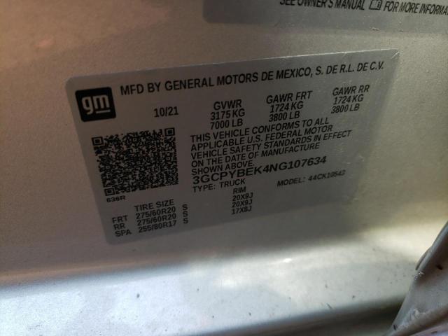 Photo 10 from auction – 2022 CHEVROLET SILVERADO with VIN 3GCPYBEK4NG107634