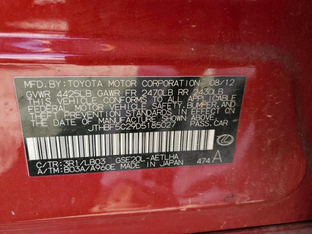 Photo 10 from auction – 2013 LEXUS IS 250 with VIN JTHBF5C29D5185027