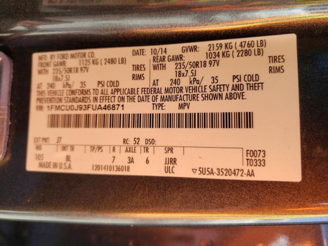 Photo 10 from auction – 2015 FORD ESCAPE TIT with VIN 1FMCU0J93FUA46871
