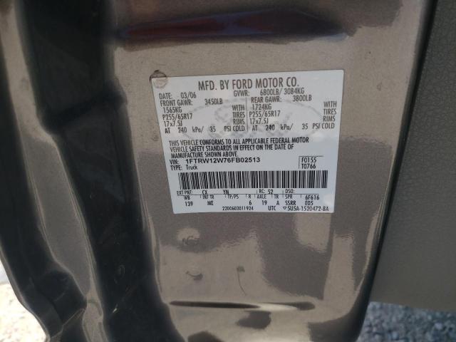 Photo 10 from auction – 2006 FORD F150 SUPER with VIN 1FTRW12W76FB02513