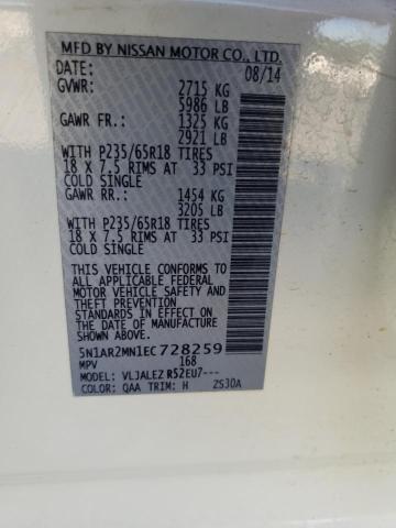 Photo 10 from auction – 2014 NISSAN PATHFINDER with VIN 5N1AR2MN1EC728259