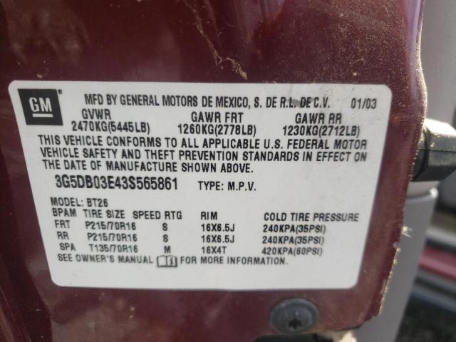 Photo 10 from auction – 2003 BUICK RENDEZVOUS with VIN 3G5DB03E43S565861