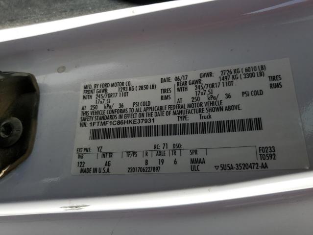Photo 10 from auction – 2017 FORD F150 with VIN 1FTMF1C86HKE37931