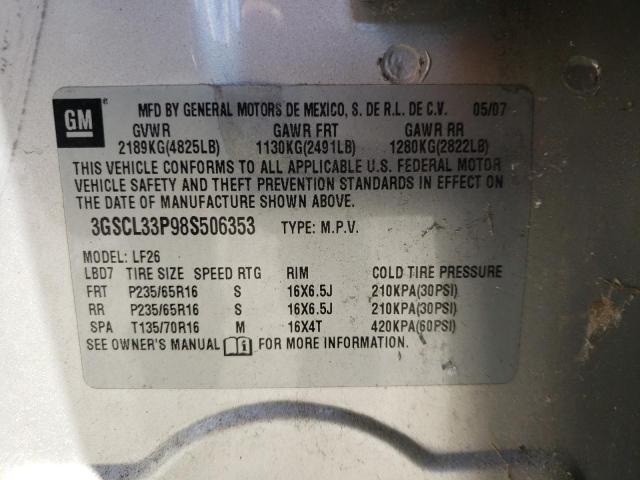 Photo 10 from auction – 2008 SATURN VUE XE with VIN 3GSCL33P98S506353