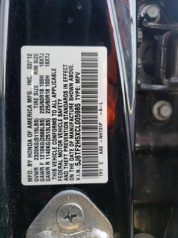 Photo 10 from auction – 2012 HONDA CROSSTOUR with VIN 5J6TF2H5XCL005985