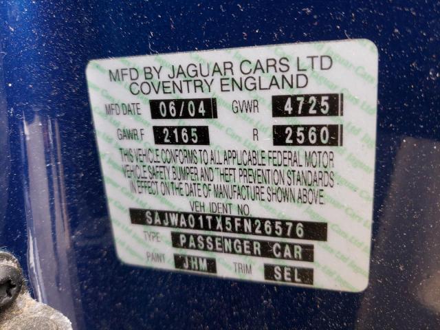 Photo 10 from auction – 2005 JAGUAR S-TYPE with VIN SAJWA01TX5FN26576